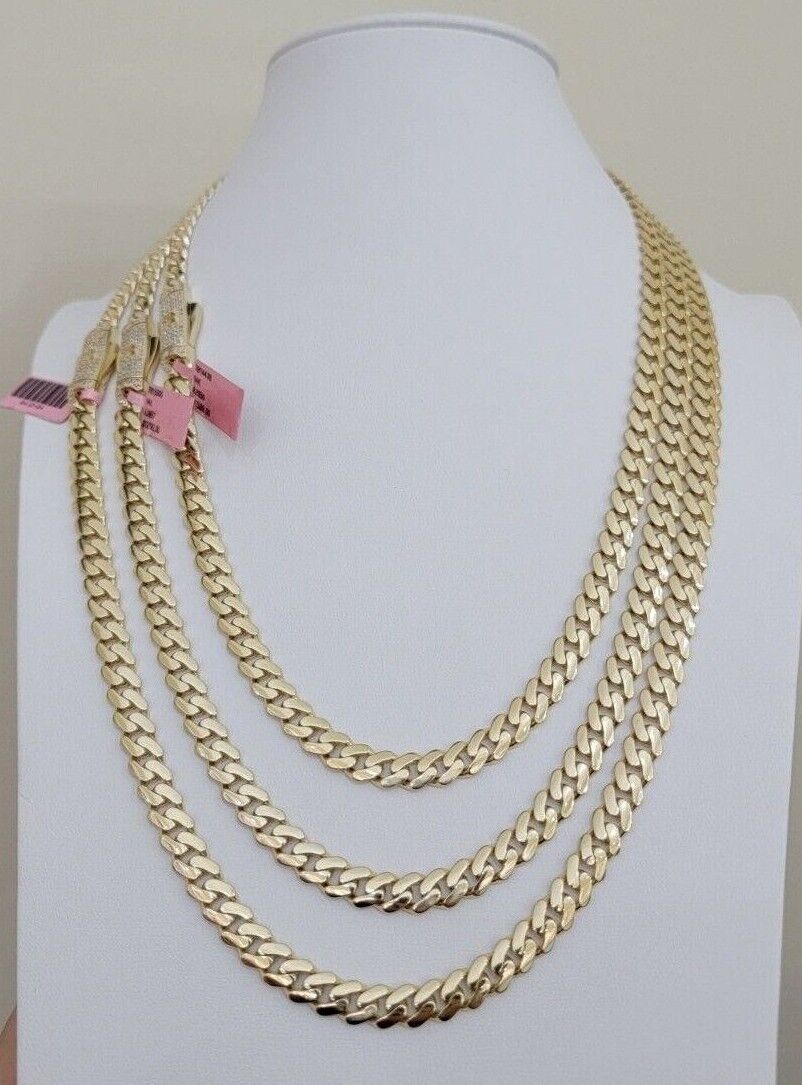 Real 14k Yellow Gold Monaco Chain Necklace 20" 22'' 24'' 26" Inch 7mm 14kt SALE - GoldenlinQ